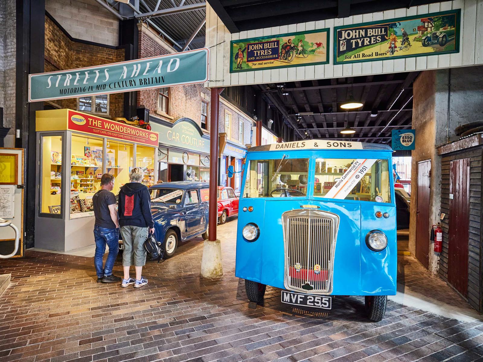 Entrance to the Streets Ahead gallery with blue Morris Commercial vehicle in foreground