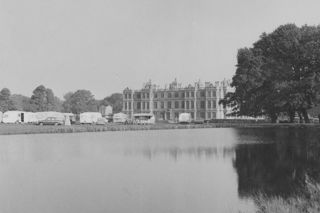 Caravans pitched at a traditional rally, Longleat, 1960s.