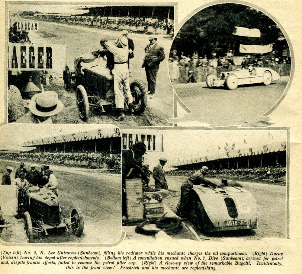 Article from The Autocar magazine with photographs from the Pit Lane at the 1923 French GP