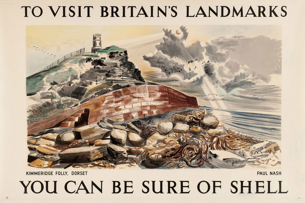 Shell poster 505, Kimmeridge Folly, Dorset by Paul Nash. Landscape painting of Kimmeridge Folly.