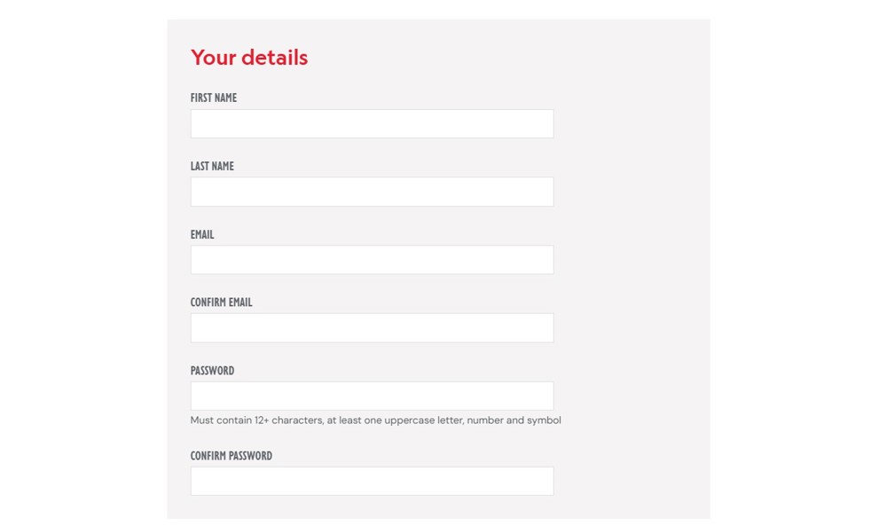 Membership Accounts Registration Page