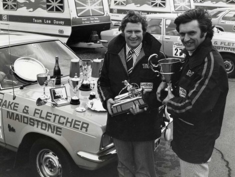 Lyle Cathcart is pictured on the left holding the Caravan Trophy next to his co-driver Mike Cockle after sweeping the overall title in the 1976 event.