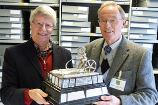Three-time event winner Brendan Witter (left) and co-driver Michael Stevens reunited with The Caravan Trophy in 2014.