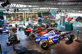 Grand Prix cars in the Chequered History display at the National Motor Museum