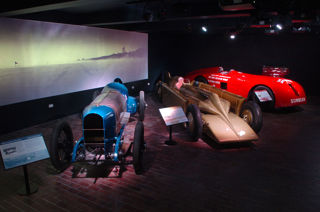 Land Speed Record vehicles on display in the National Motor Museum