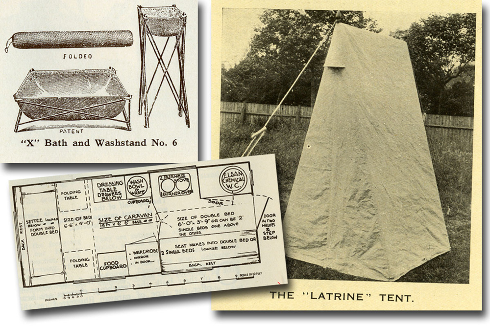 Portable bathroom accessories for the 1920s caravanner