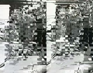 Pat Moss-Carlsson pictured with Erica Barrett and Liz Cremlin of the Surrey Caravan Group Team at The Caravan Club British Caravan Road Rally, 1973.