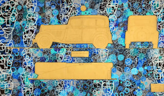Car blueprints turned into contemporary art