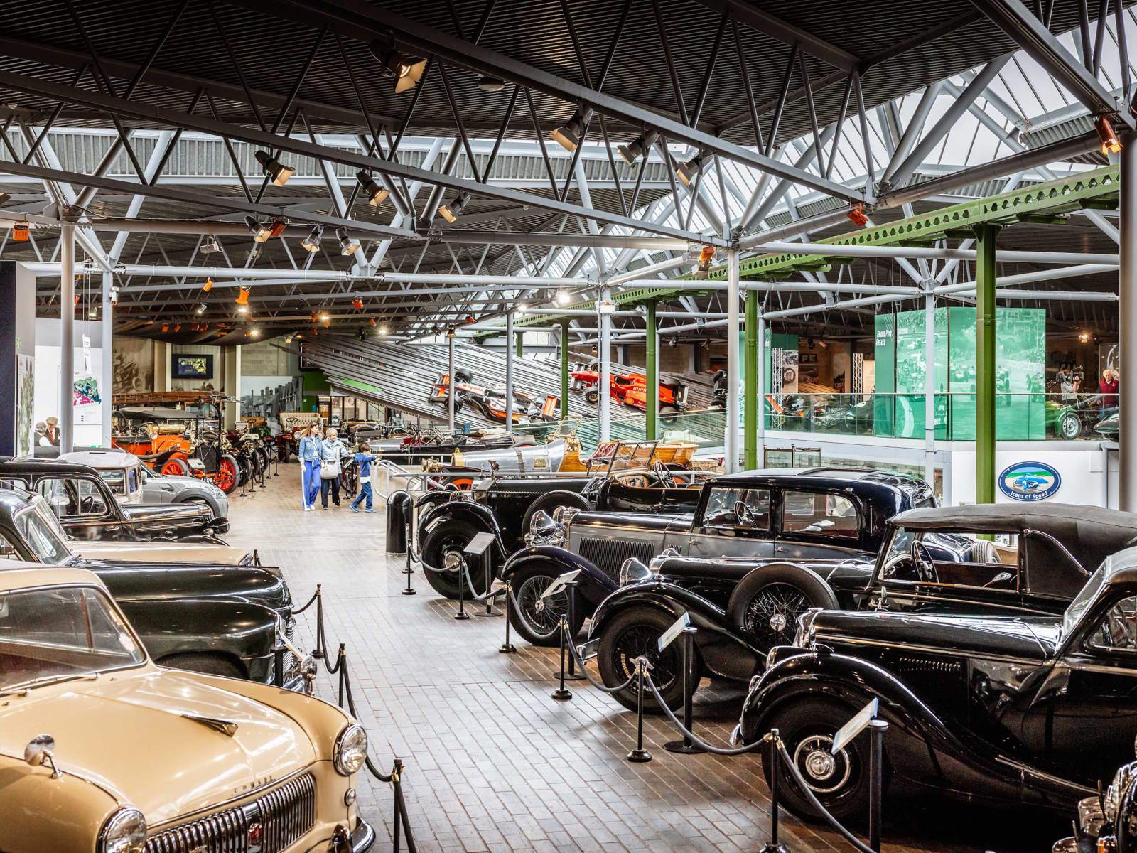 Panoramic view of the first floor of the National Motor Museum