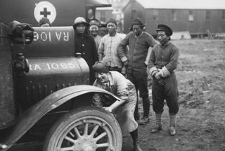 FANY driver starting her ambulance