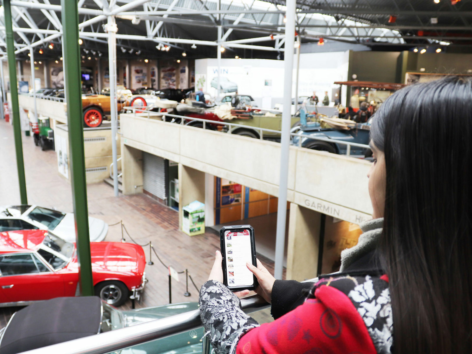 Woman using Picturepath in the National Motor Museum