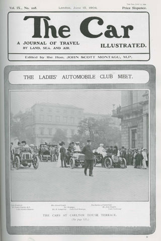 June 1904 cover of The Car magazine featuring The Ladies Automobile Club meet