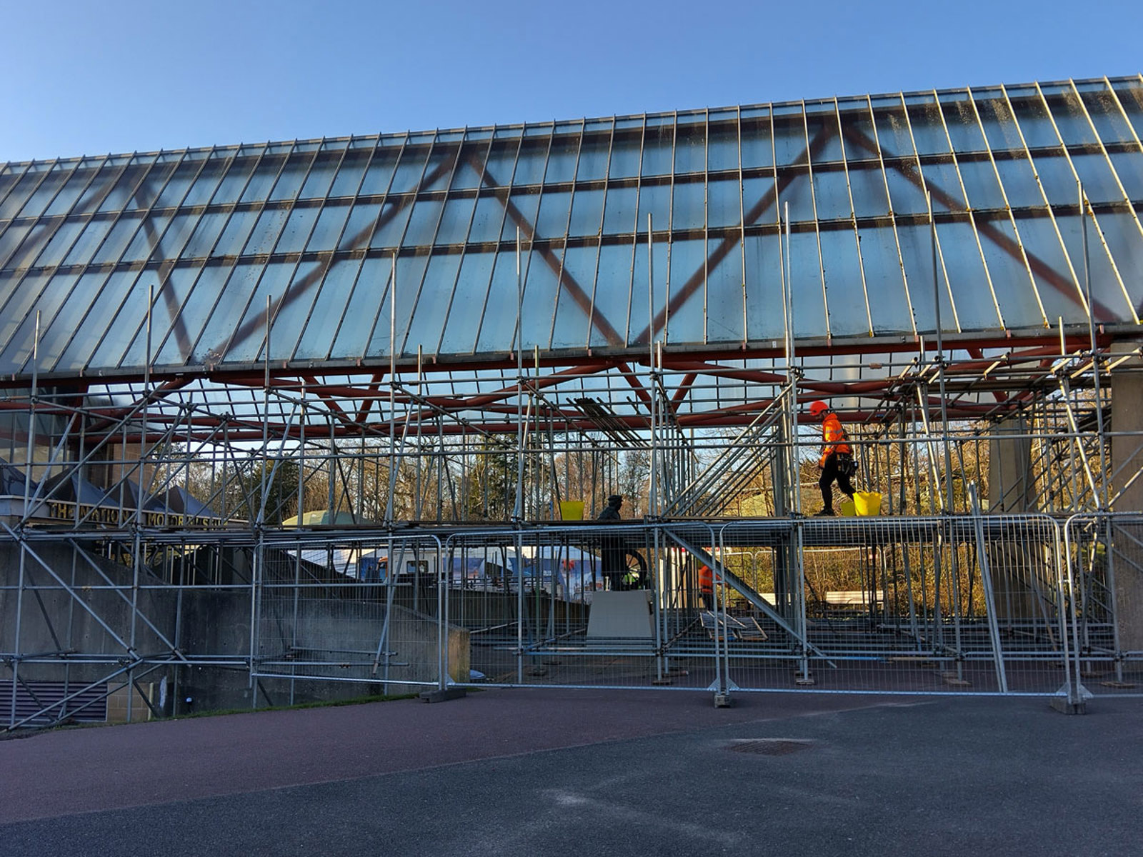 Work to refurbish the entrance the National Motor Museum at Beaulieu