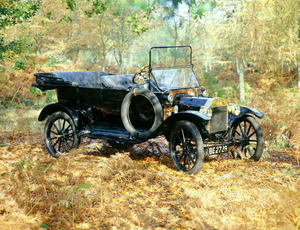 A 1914 Ford Model T in woodland