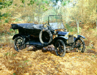 A 1914 Ford Model T in woodland