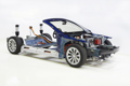 A 2016 Tesla Model S rolling chassis