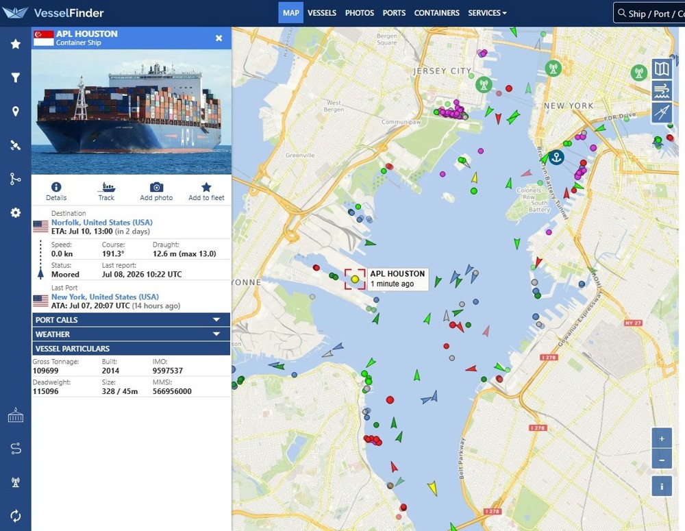 APL Houston New York Moored