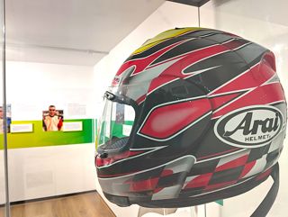 Richard Morris's helmet in the Racing Pride exhibition