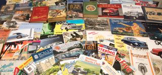 Display of books and brochures from the National Motor Museum Reference Library