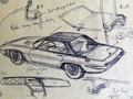 Ron Hickman's pen drawing of details for the Lotus Elan