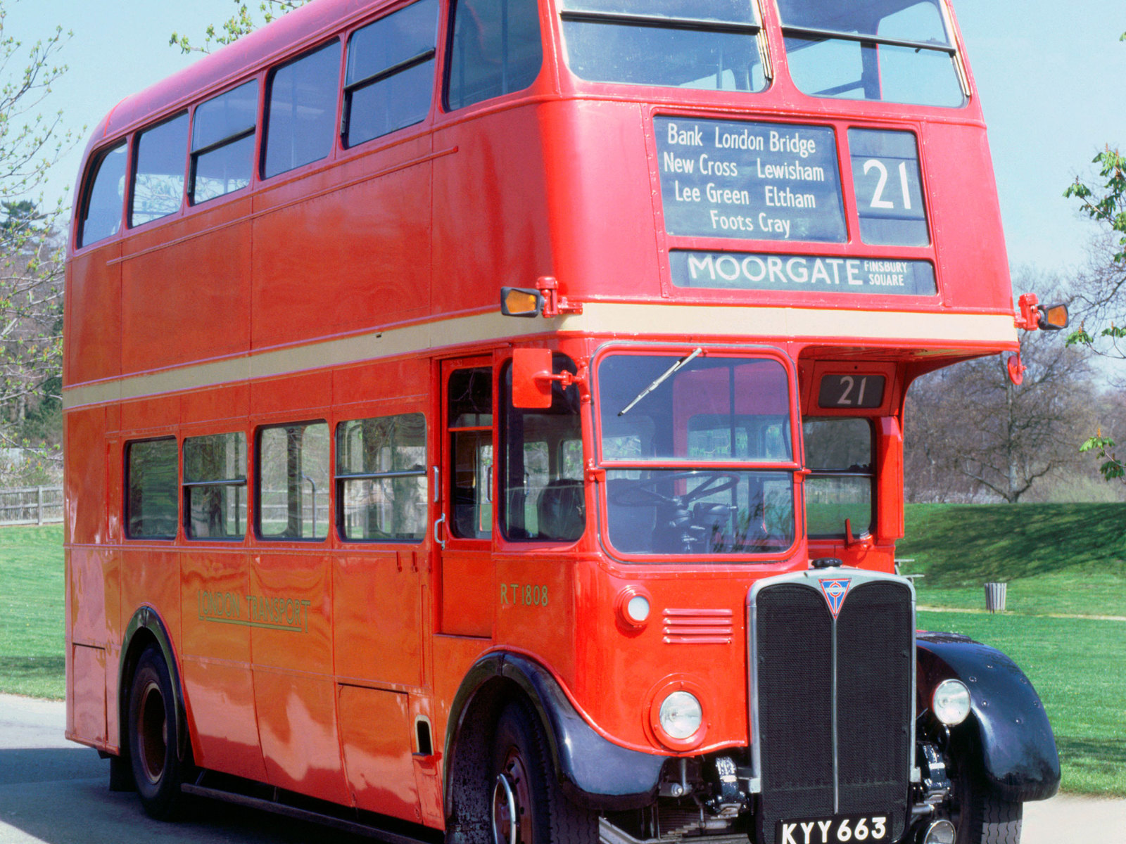 A 1950 AEC Regent III RT double decker bus