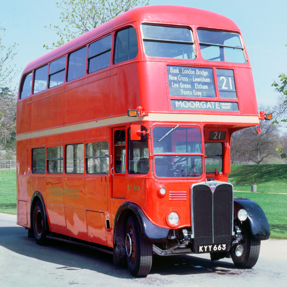 A 1950 AEC Regent III RT double decker bus