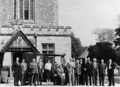 Reference Library Opening Party with group of people standing outside Palace House in 1961