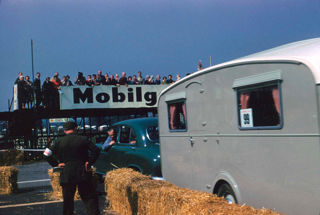 Hay bales rather than bollards were used in the reversing tests of the late 1950s.