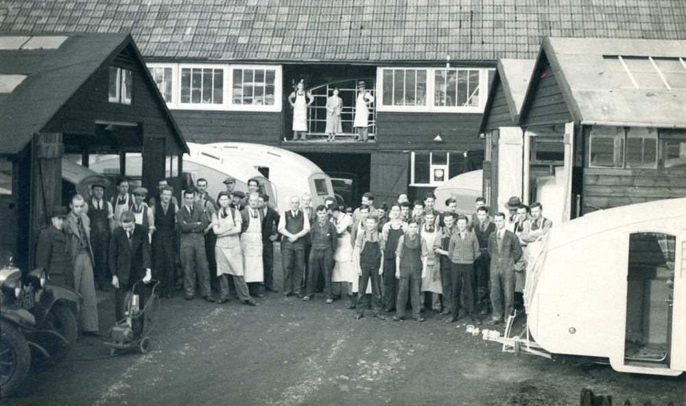 Winchester Caravans works and staff member in the 1930s