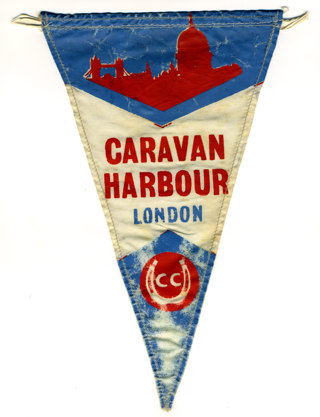 Commemorative pennant for the Caravan Harbour site at Crystal Palace