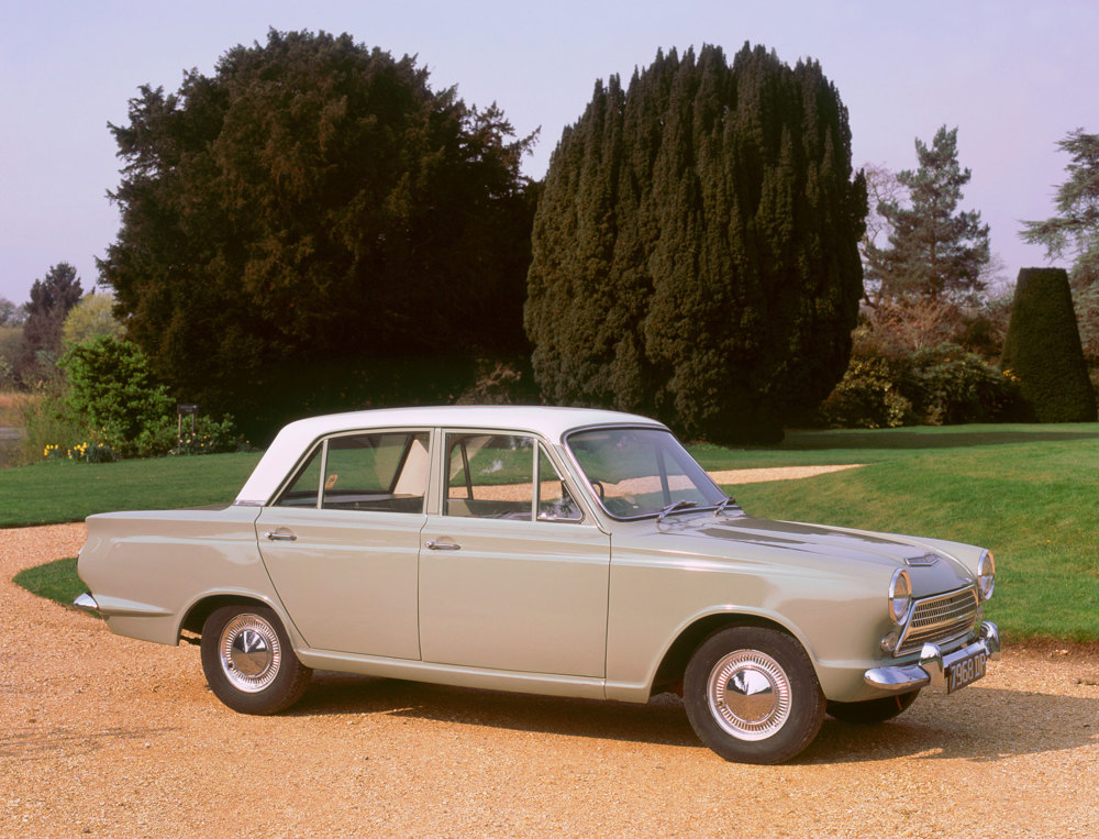 Ford Consul Cortina 1963 in the grounds of the National Motor Museum