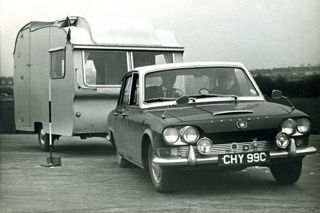 Doug Eynon and a young co-driver demonstrates manoeuvres through markers in the late 1960s