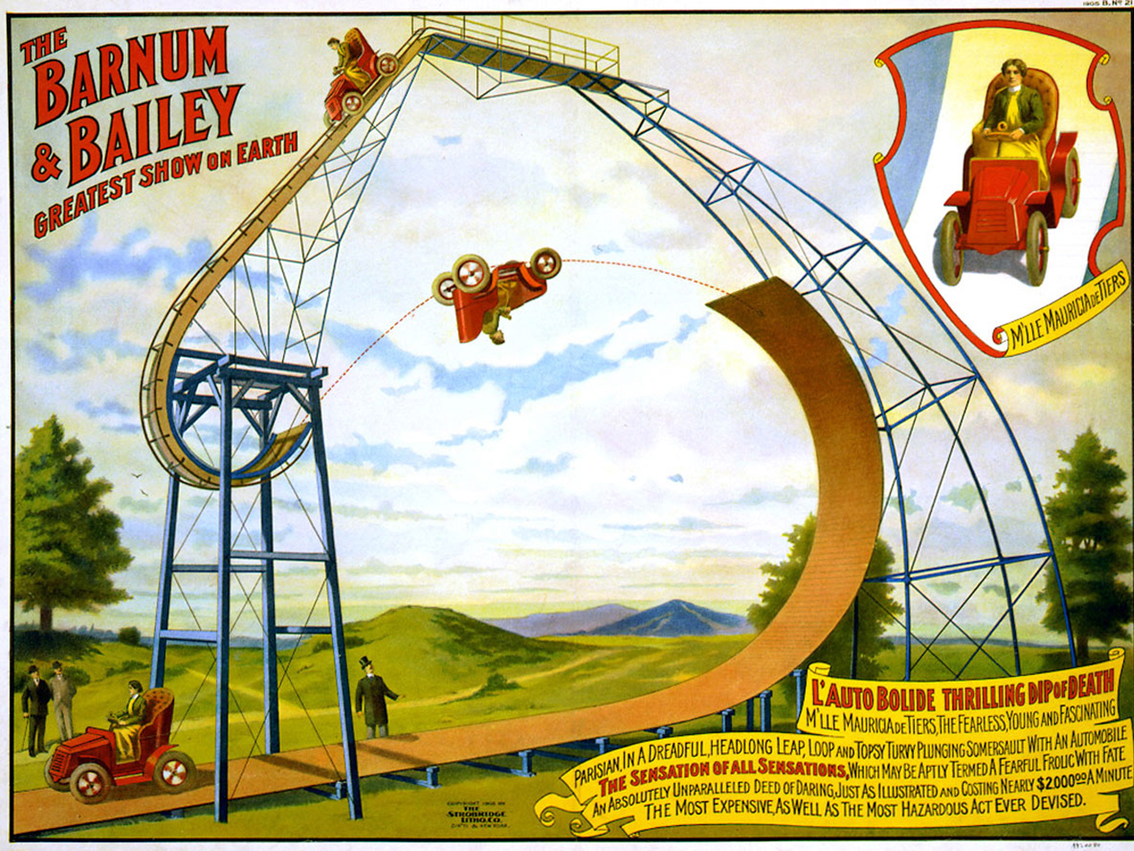 Poster of Barnum and Bailey circus, featuring Mauricia de Tiers