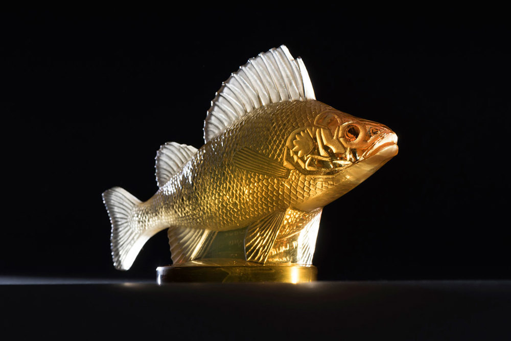 Lalique perch glass mascot