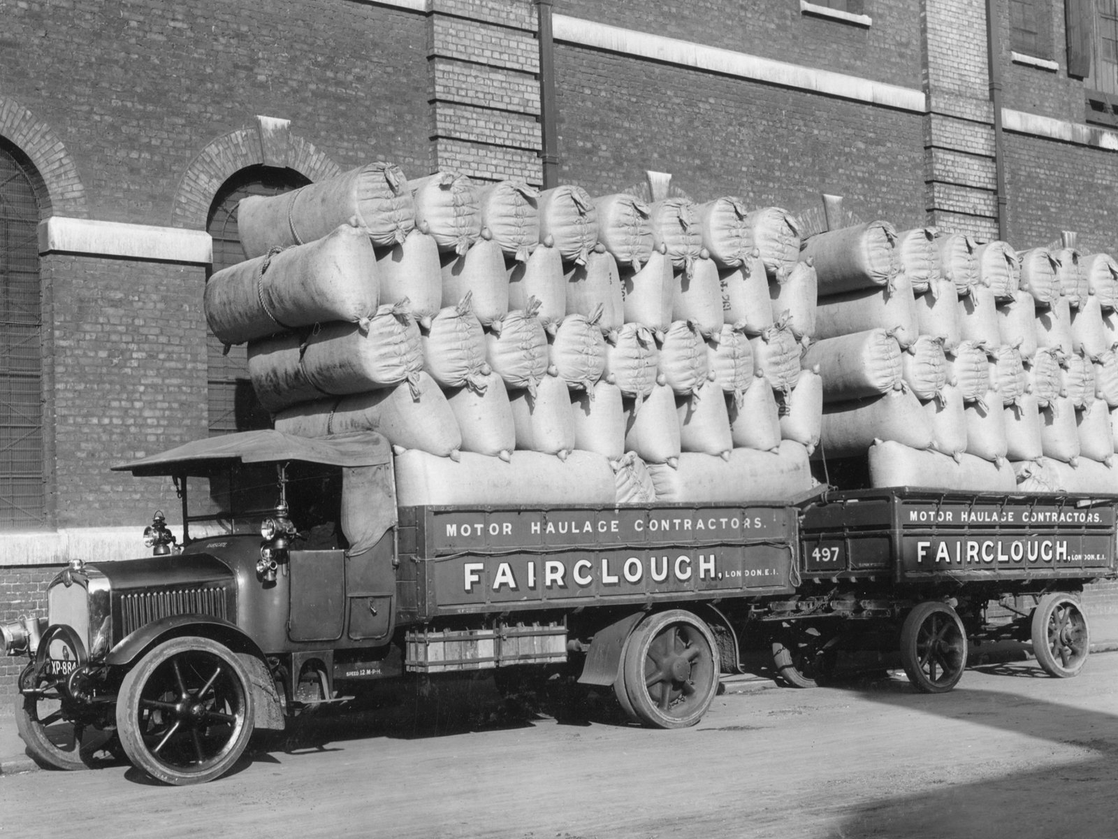 Fairclough commercial vehicle with load, 1924