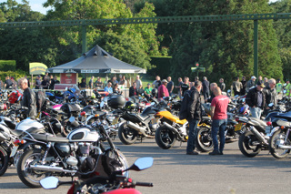Group of motorcycles on the Beaulieu Arena for the Classic Grille night
