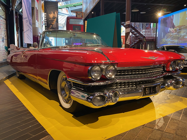 1959 Cadilliac Eldorado Biarritz displayed at the Motopia exhibition at the National Motor Museum