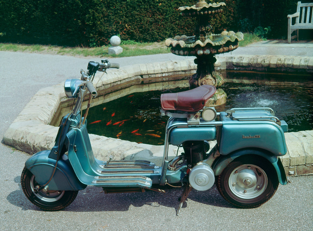 A 1948 Lambretta Model B scooter in the grounds at Beaulieu