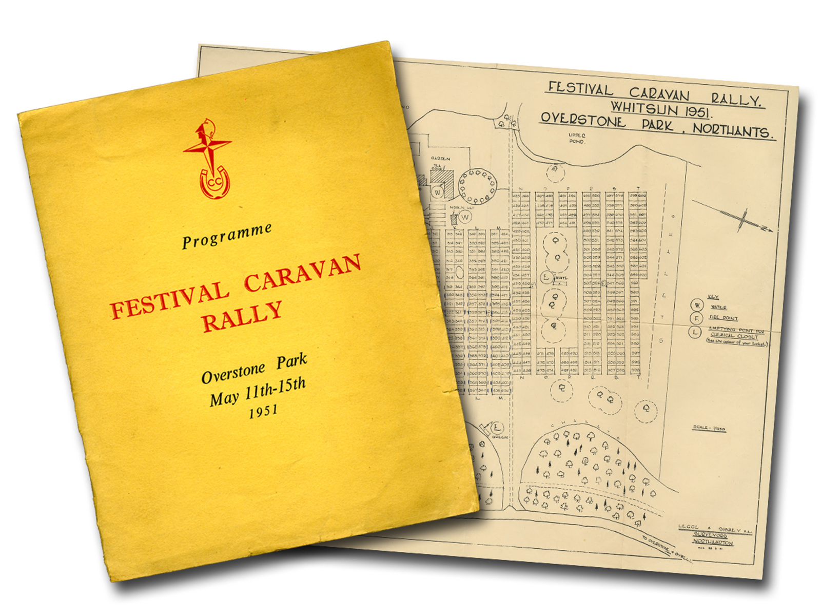 Map and programme for the Club’s 1951 Festival Caravan Rally at Overstone Park