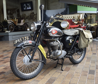 1965 BSA D7 Super Bantam motorcycle on display in the National Motor Museum. 