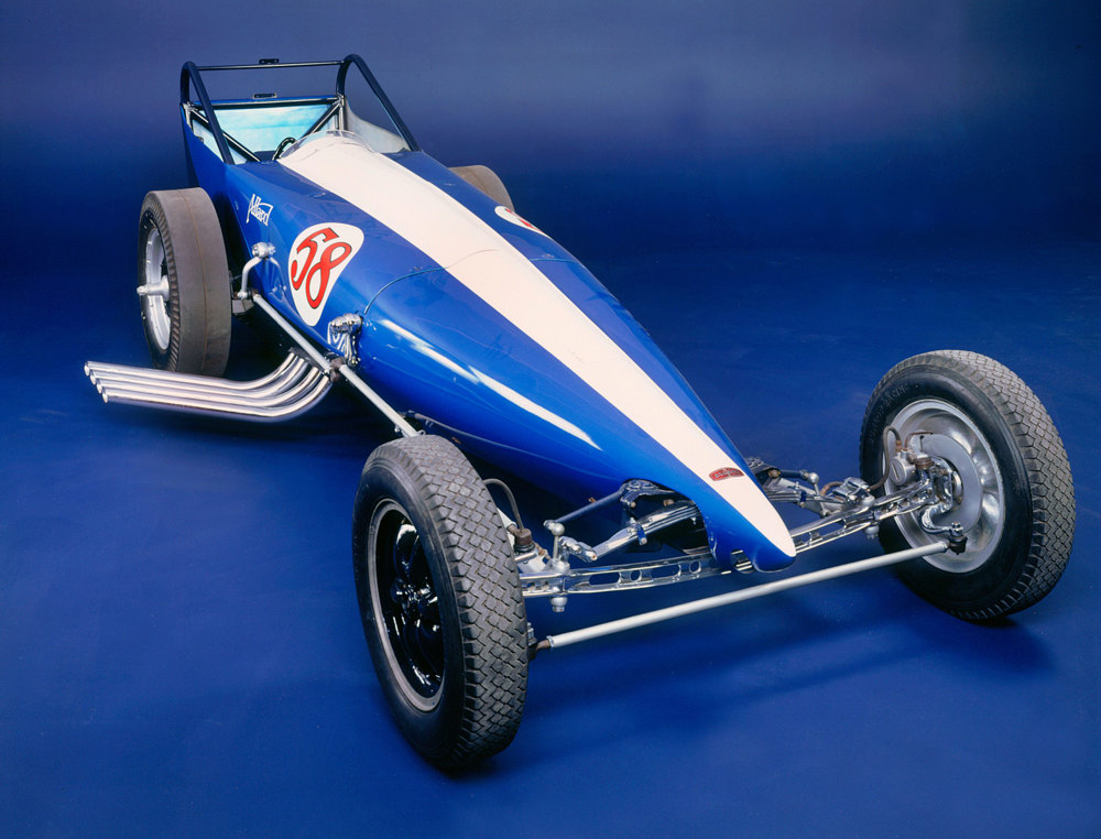 A 1961 Allard Dragster drag-racing car