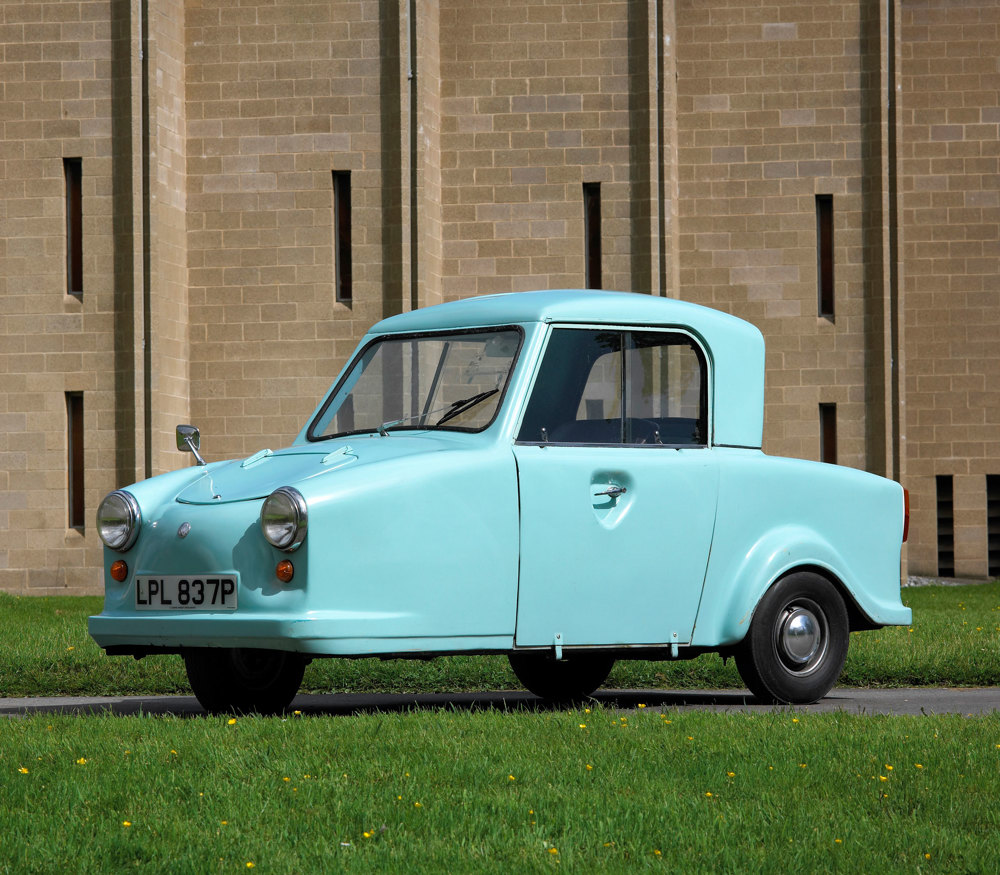 1976 AC Model 70 Invalid Car outside the National Motor Museum