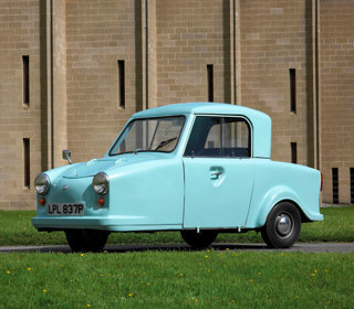1976 AC Model 70 Invalid Car outside the National Motor Museum