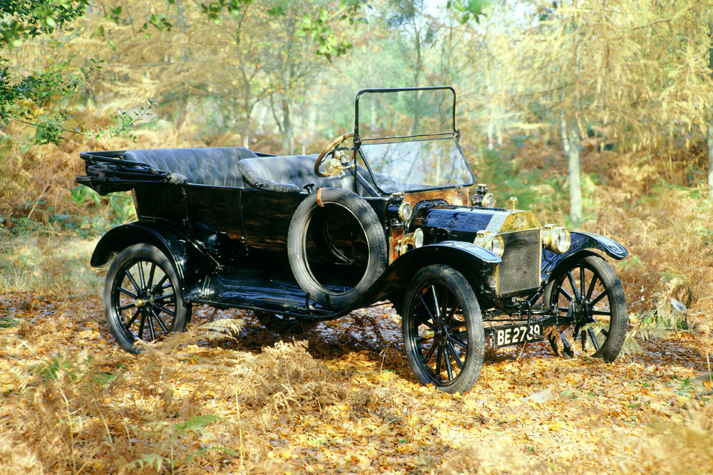 A 1914 Ford Model T in woodland