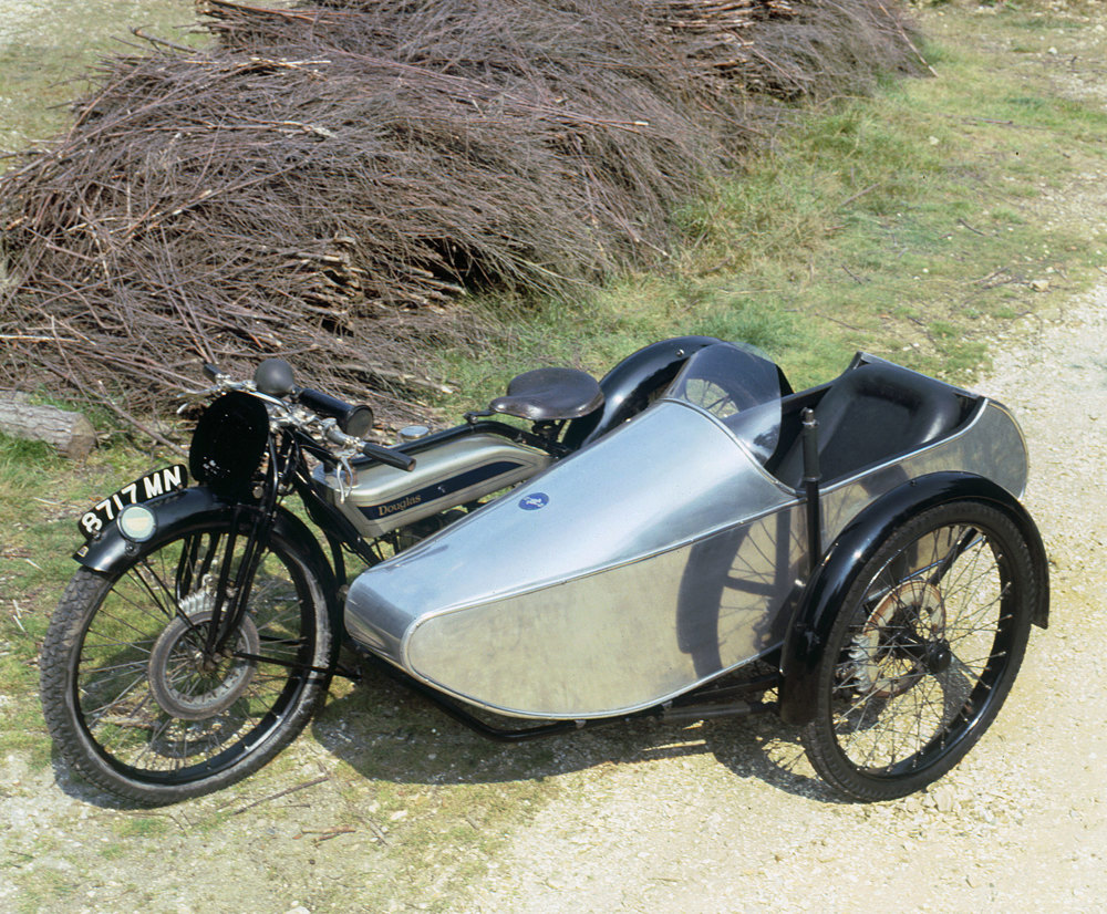 A 1923 Douglas motorcycle with Dixon banking sidecar