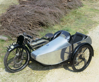 A 1923 Douglas motorcycle with Dixon banking sidecar