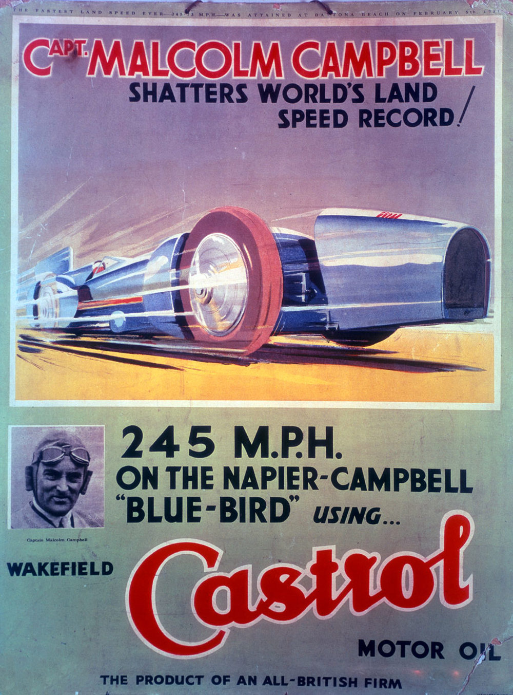 Castrol poster featuring Bluebird