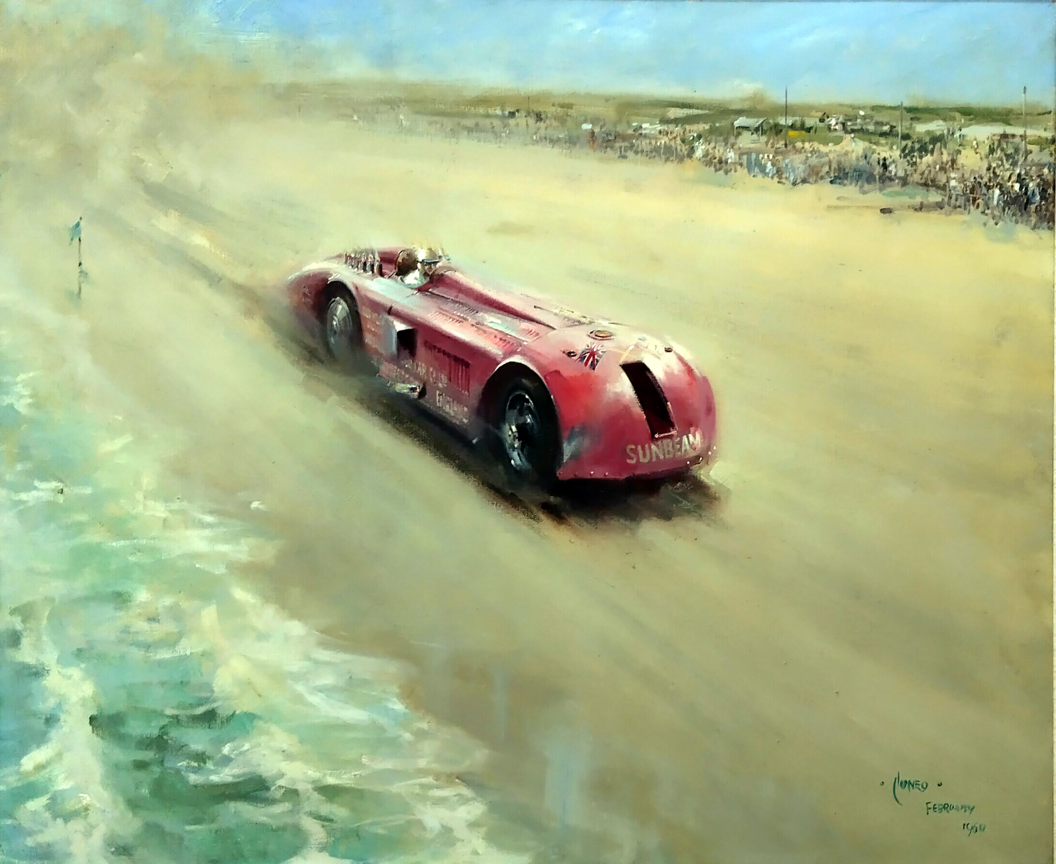 Painting Of The Sunbeam 1000Hp At Dayton Beach In 1927