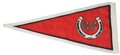 Red pennant with white trim featuring The Caravan Club horseshoe logo
