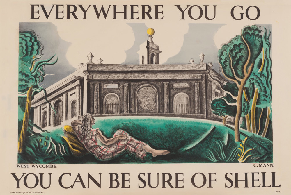 Painting 'West Wycombe' by Cathleen Mann, 1933, part of the 'You Can Be Sure Of Shell' advertising campaign.